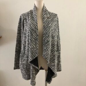 Bobeau One Button Fleece Asymmetrical Wrap Cardigan